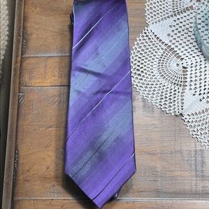 Kenneth Cole Reaction Purple and Gray Striped Silk Tie